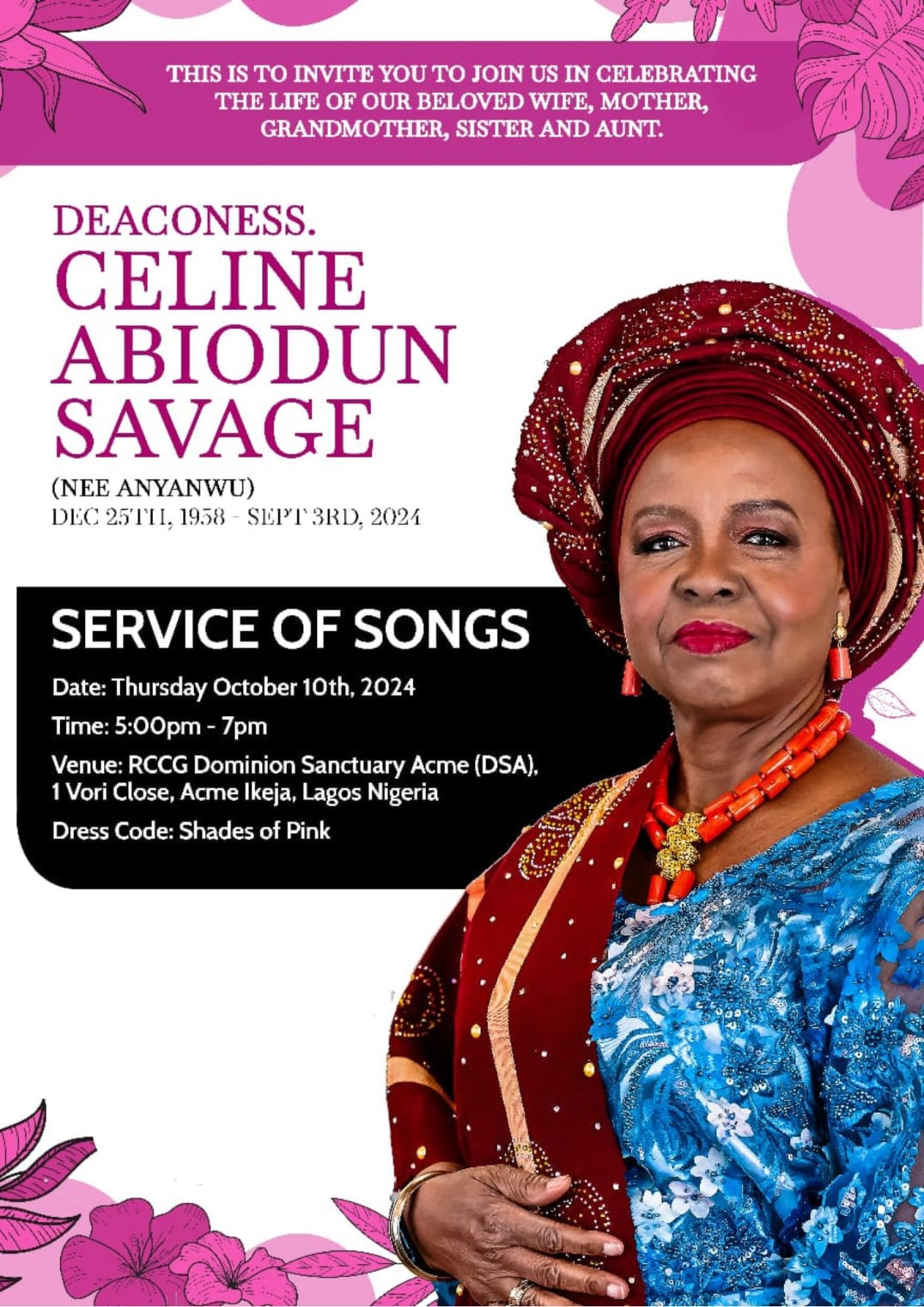 Celine Savage (Service of Songs)